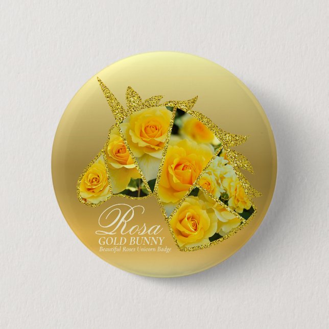Rosa Gold Bunny 6 Cm Round Badge (Front)