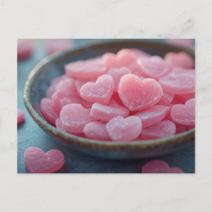 Rosa Herzen aus Zucker Valentinstag Postcard