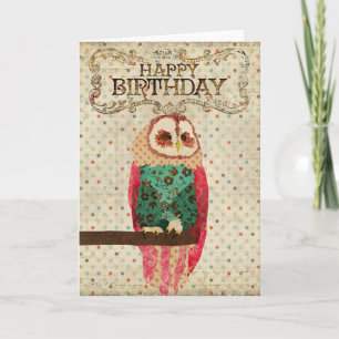 Rosa Owl Birthday Card