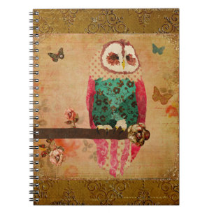 Rosa Owl Gold  Notebook