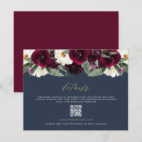 ROSA Rich Burgundy Floral and Navy Wedding Details