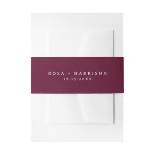 ROSA Rich Burgundy Minimalist Font Winter Wedding Invitation Belly Band