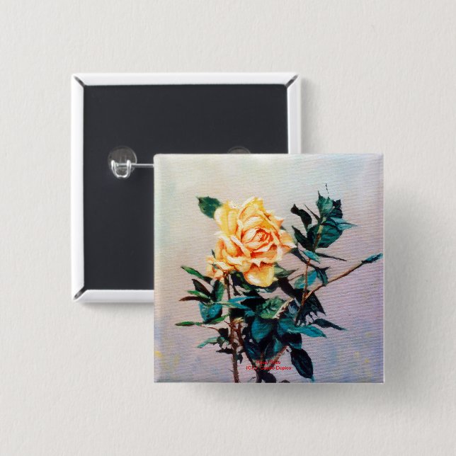 Rosa/Rose 15 Cm Square Badge (Front & Back)