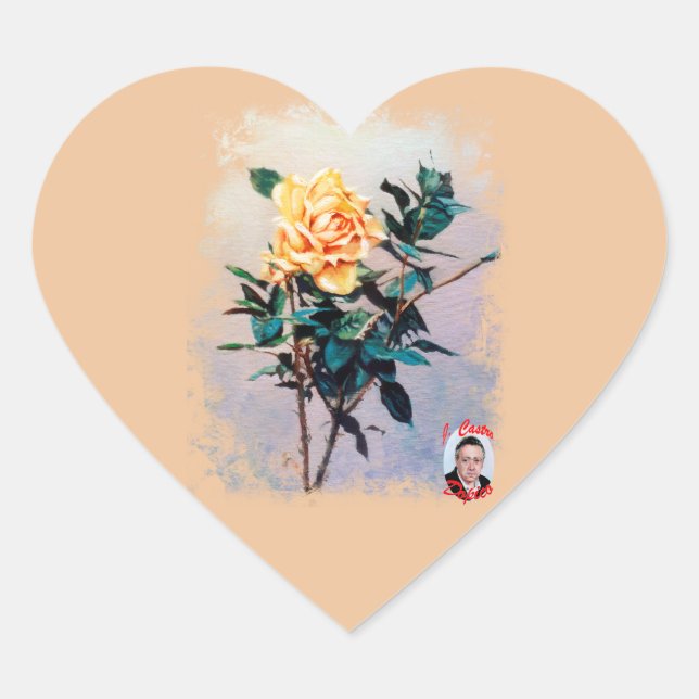 Rosa/Rose Heart Sticker (Front)