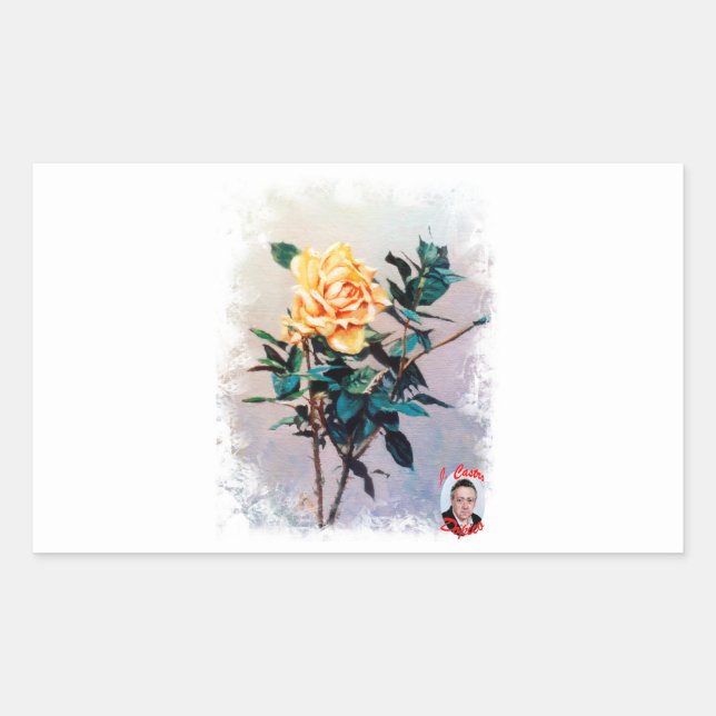 Rosa/Rose Rectangular Sticker (Front)