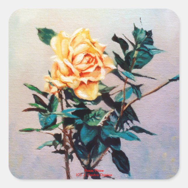 Rosa/Rose Square Sticker (Front)