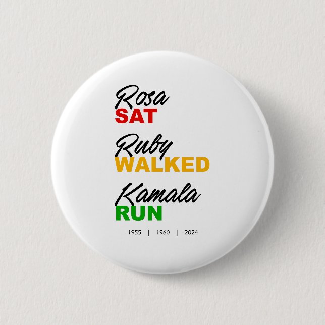 Rosa Sat Ruby Walked Kamala Run Text  6 Cm Round Badge (Front)