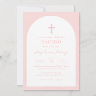 Rosa Simple Bautizo Invitación Baptism Invitation