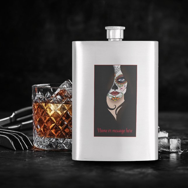 Rosa Sugar SKull Portrait  Hip Flask (Creator Uploaded)