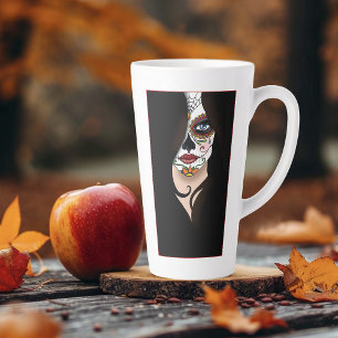 Rosa Sugar Skull Portrait Latte Mug