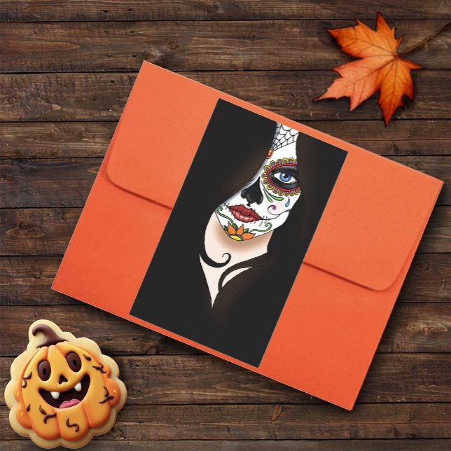 Rosa Sugar Skull Portrait Rectangular Sticker (Creator Uploaded)
