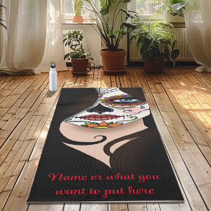 Rosa Sugar Skull Portrait Yoga Mat
