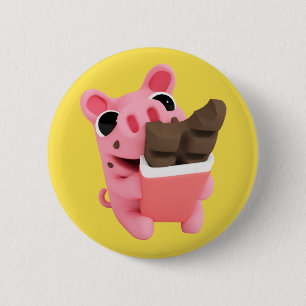 Rosa the Pig Chocolate 6 Cm Round Badge