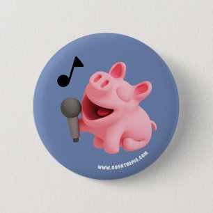 Rosa the Pig does Karaoke 6 Cm Round Badge