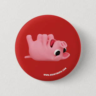 Rosa the Pig laying on back 6 Cm Round Badge