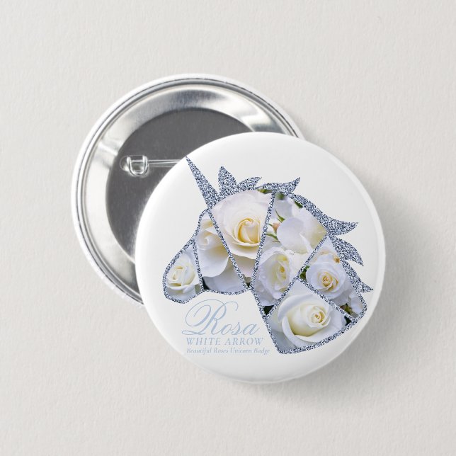 Rosa White Arrow 6 Cm Round Badge (Front & Back)