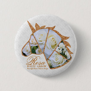 Rosa White Arrow 6 Cm Round Badge
