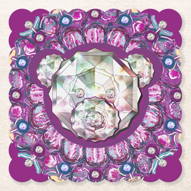 Rosace blue or red for baby&child paper coaster (Front)