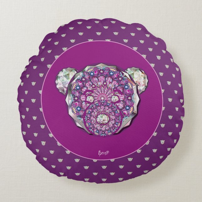 Rosace blue or red for baby&child round cushion (Front)