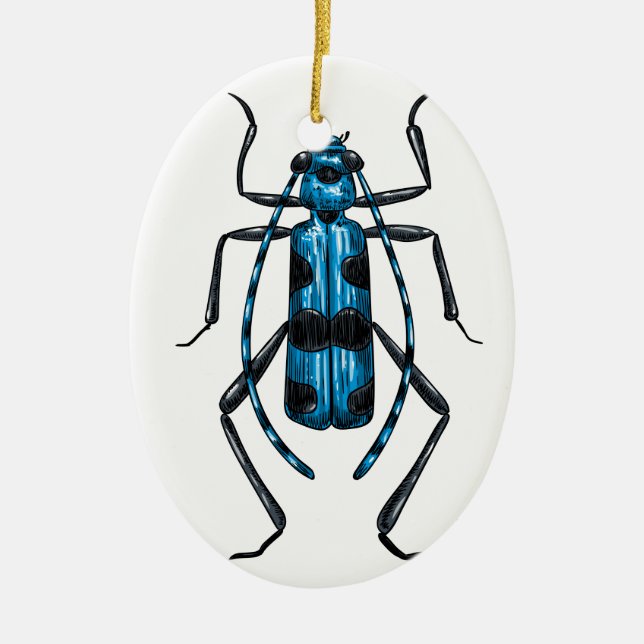 Rosalia Alpina beetle Ceramic Tree Decoration (Front)