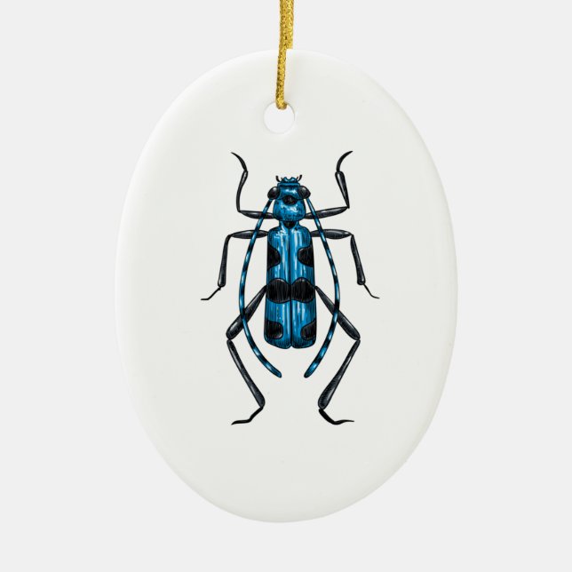 Rosalia Alpina beetle Ceramic Tree Decoration (Front)