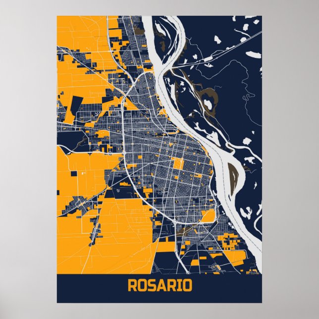 Rosario - Argentina Bluefresh City Map Poster (Front)