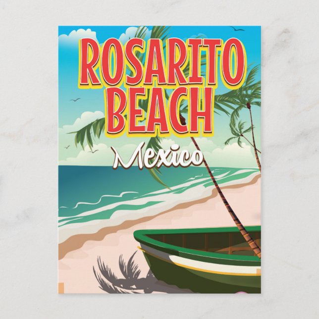 Rosarito Beach Mexican travel poster Postcard (Front)