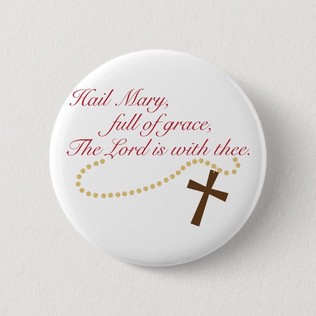 Rosary 6 Cm Round Badge (Front)