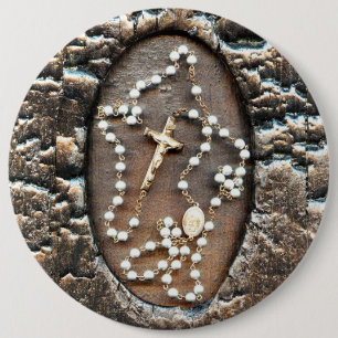 Rosary 6 Cm Round Badge