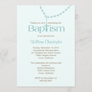 Rosary Beads Baptism Invitation for Boy