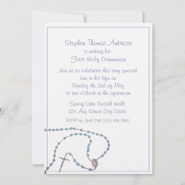 Rosary Blue/ Communion Invitation (Front)