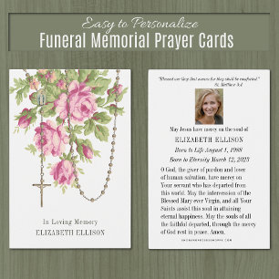Rosary Funeral Memorial Prayer Pink Roses