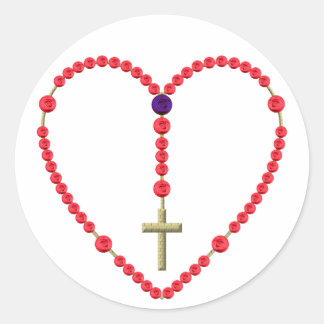 Rosary (Red and Blue Roses) Classic Round Sticker