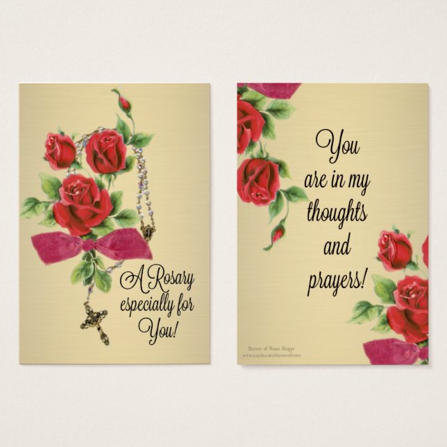 Rosary Red Pink Roses Crucifix Prayer (Front & Back)