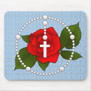 Rosary with Cross Pattern Mouse Mat