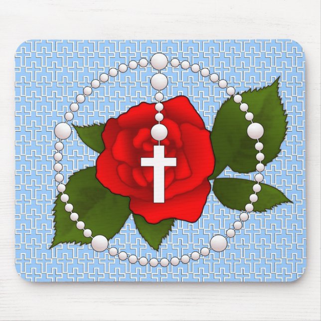 Rosary with Cross Pattern Mouse Mat (Front)