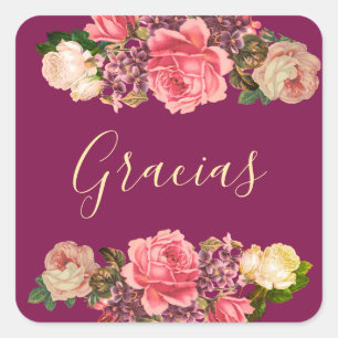 Rosas Rosas, peonías y violetas Square Sticker