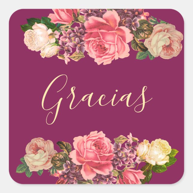 Rosas Rosas, peonías y violetas Square Sticker (Front)