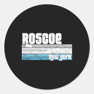 Roscoe New York Ny Retro Vacation Skiing Hiking Sn Classic Round Sticker
