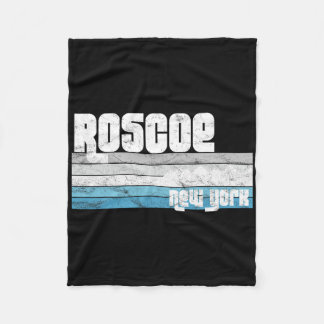 Roscoe New York Ny Retro Vacation Skiing Hiking Sn Fleece Blanket