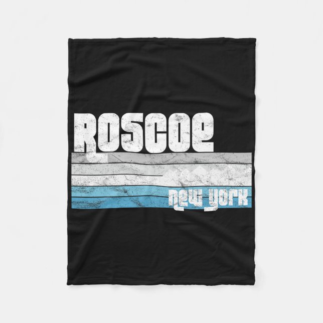 Roscoe New York Ny Retro Vacation Skiing Hiking Sn Fleece Blanket (Front)