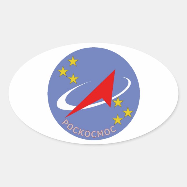 Roscosmos Flight Logo Round Oval Sticker (Front)