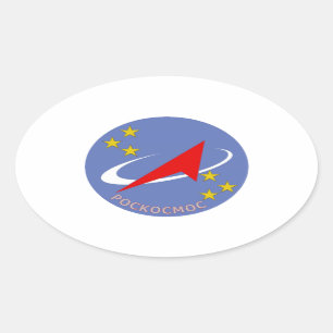 Roscosmos Flight Logo Round Oval Sticker