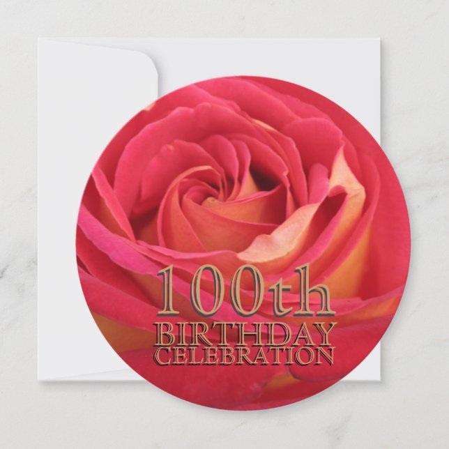 Rose 100th Birthday Celebration Custom Invitation (Front)