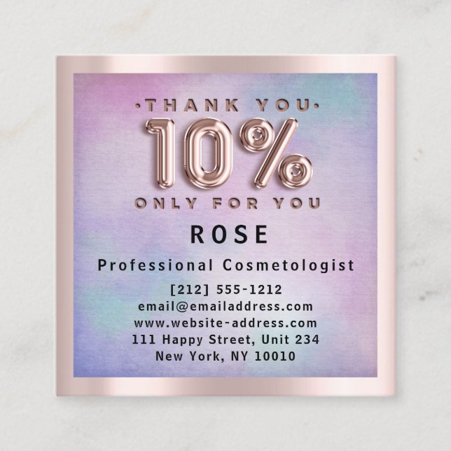 Rose 10% Off Discount Logo Hair Pink Ombre Appointment Card (Front)