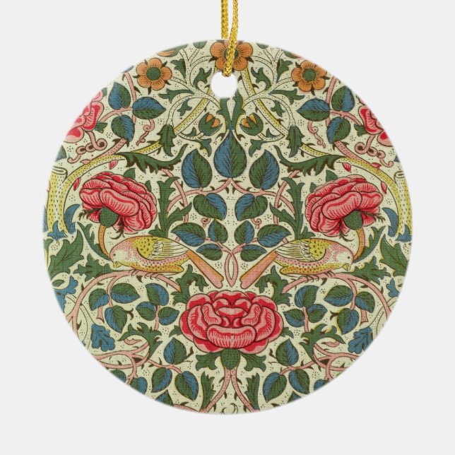 'Rose', 1883 (printed cotton) Ceramic Tree Decoration (Front)
