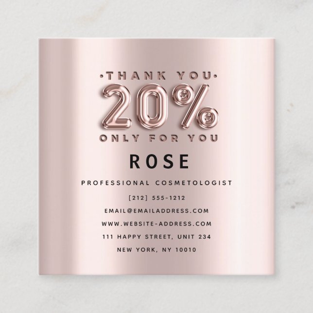 Rose 20% Off Discount Logo Appointment Beauty (Front)