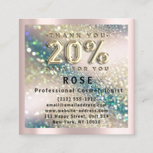 Rose 20% Off Discount Logo Hair Lash Glitter Gold Appointment Card