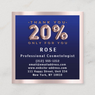 Rose 20% Off Discount Logo Hair Navy Blue Balloon Appointment Card