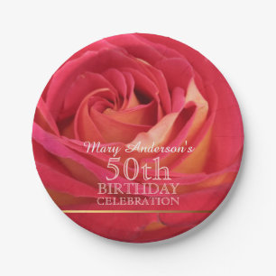 Rose 50th Birthday Celebration Paper plates -2-